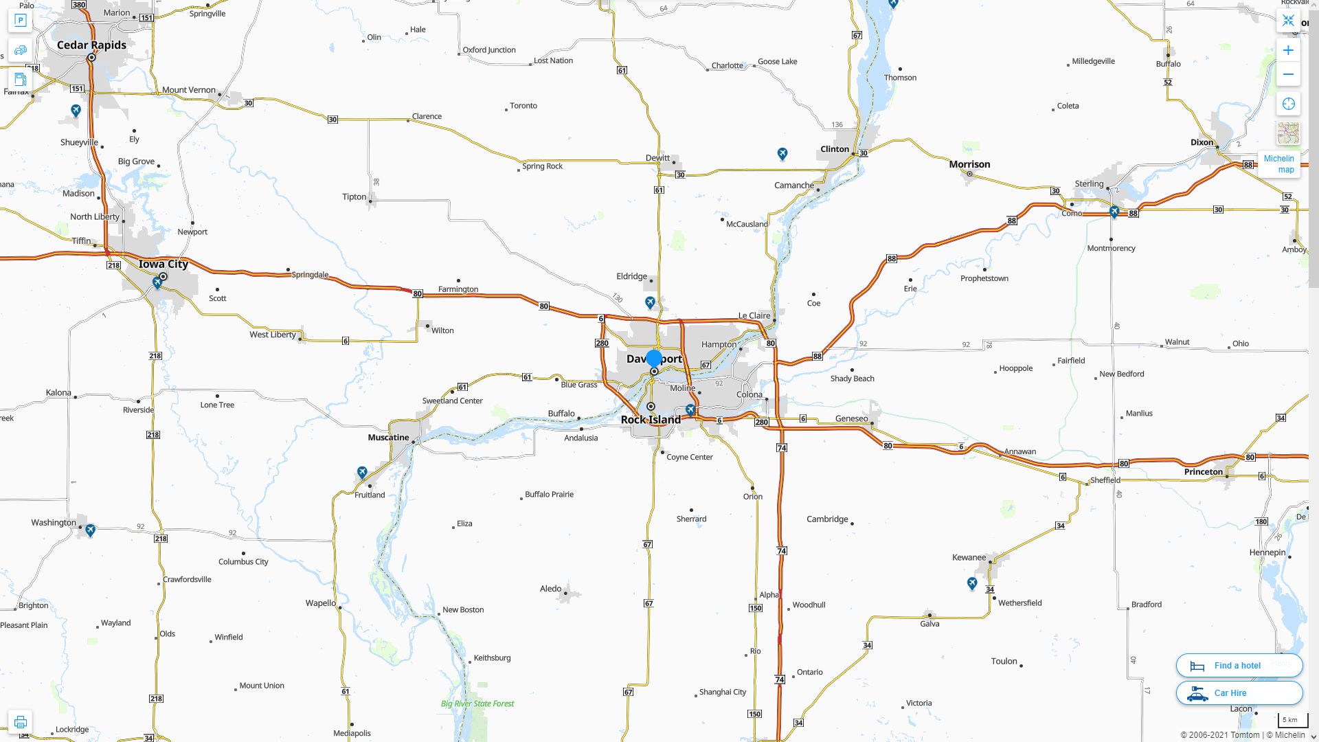 Davenport iowa Map United States